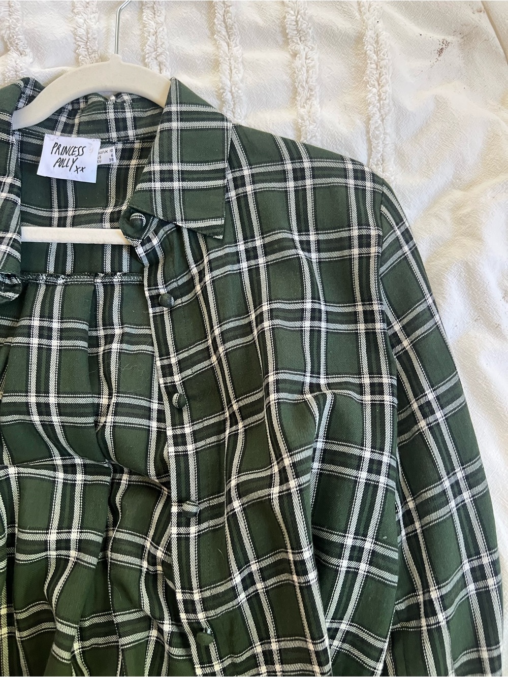 Princess Polly Green Plaid Button-Down Shirt